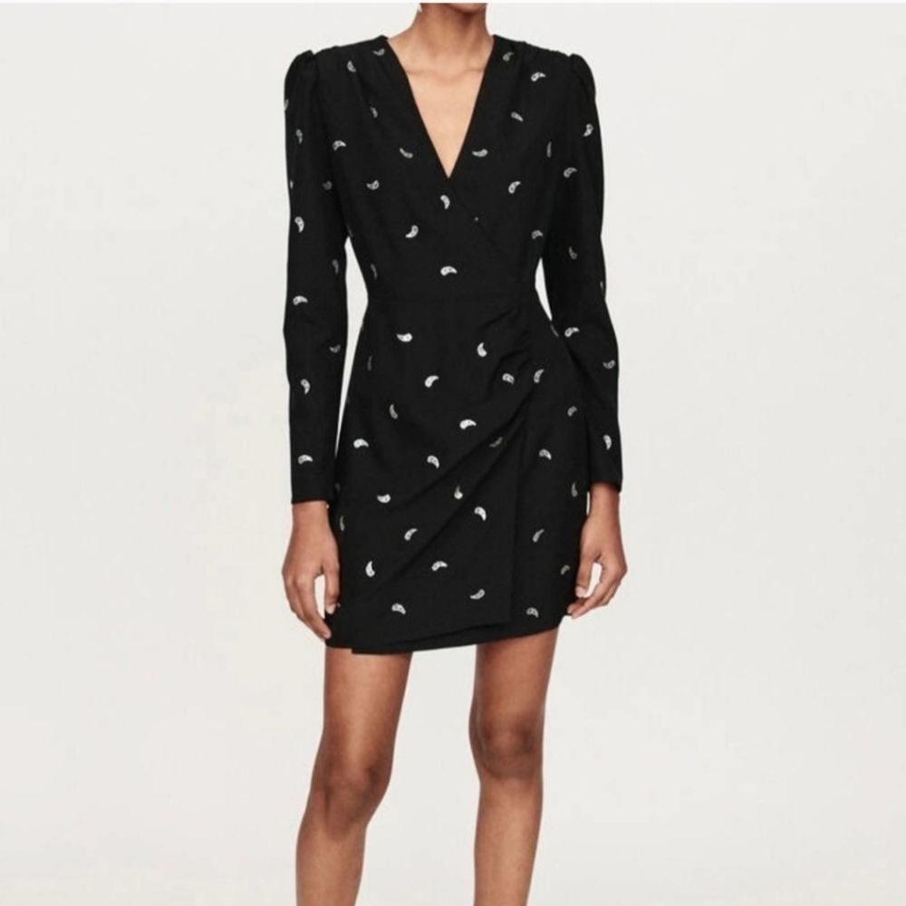 Maje Black Dress with White Accents